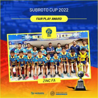 Hurray 🎉 Our under-14 team won the FAIR PLAY award at the recently concluded Subroto Cup 2022.

Our brave hearts gave their all on the pitch, defeating Delhi 9-0 but came short against Mizoram 1-2. We will surely come back stronger 💪

#DeshKaSapnaGoalApna #IndianFootball #SubrotoCup2022 #ZincFootball #Rajasthan 🏆